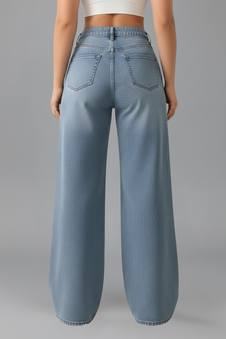 Damen High-Rise Wide-Leg Jeans Denim
