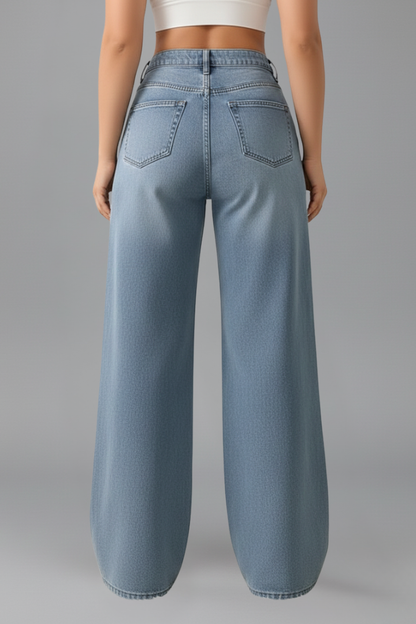 Damen High-Rise Wide-Leg Jeans Denim