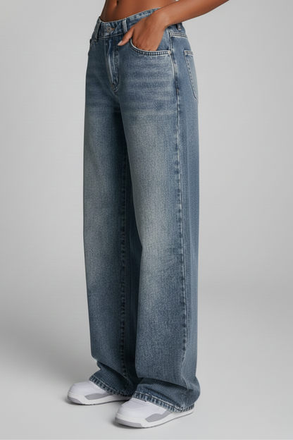 Damen Relaxed Fit Wide-Leg Jeans Denim