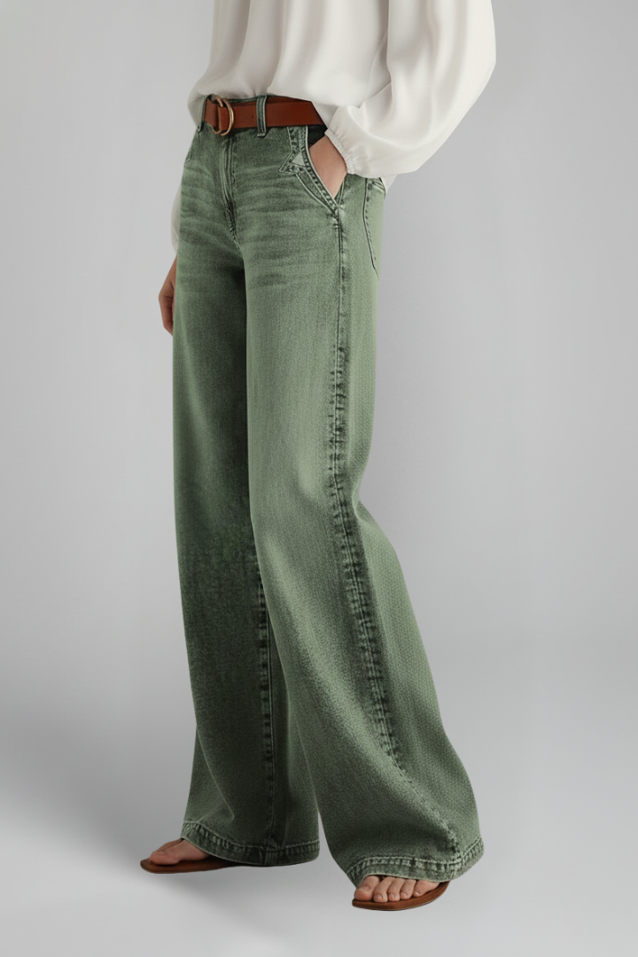 Damen High-Rise Wide-Leg Jeans Denim