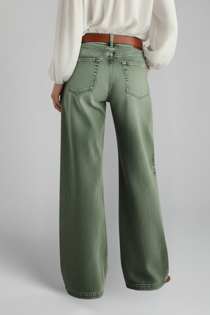 Damen High-Rise Wide-Leg Jeans Denim