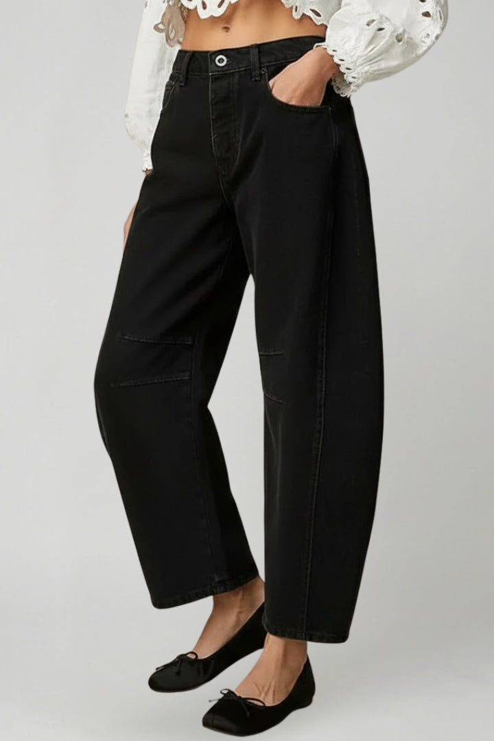 Damen Hochtaillierte Stretch Jeans Weite