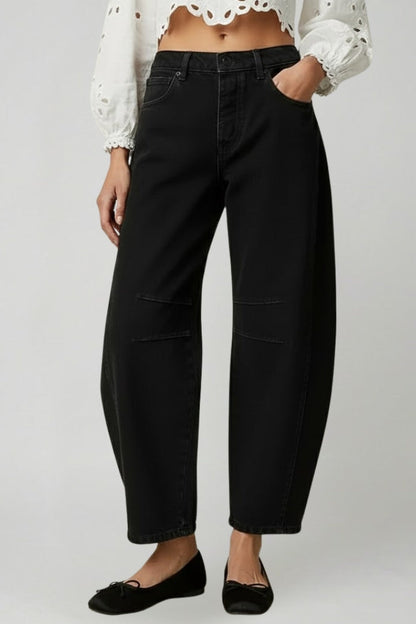 Damen Hochtaillierte Stretch Jeans Weite