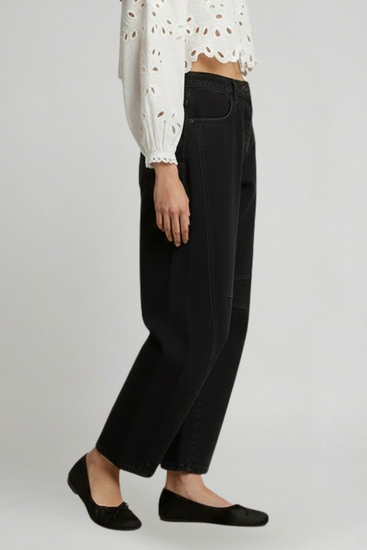 Damen High-Waist Stretch Jeans Weites Bein Denim