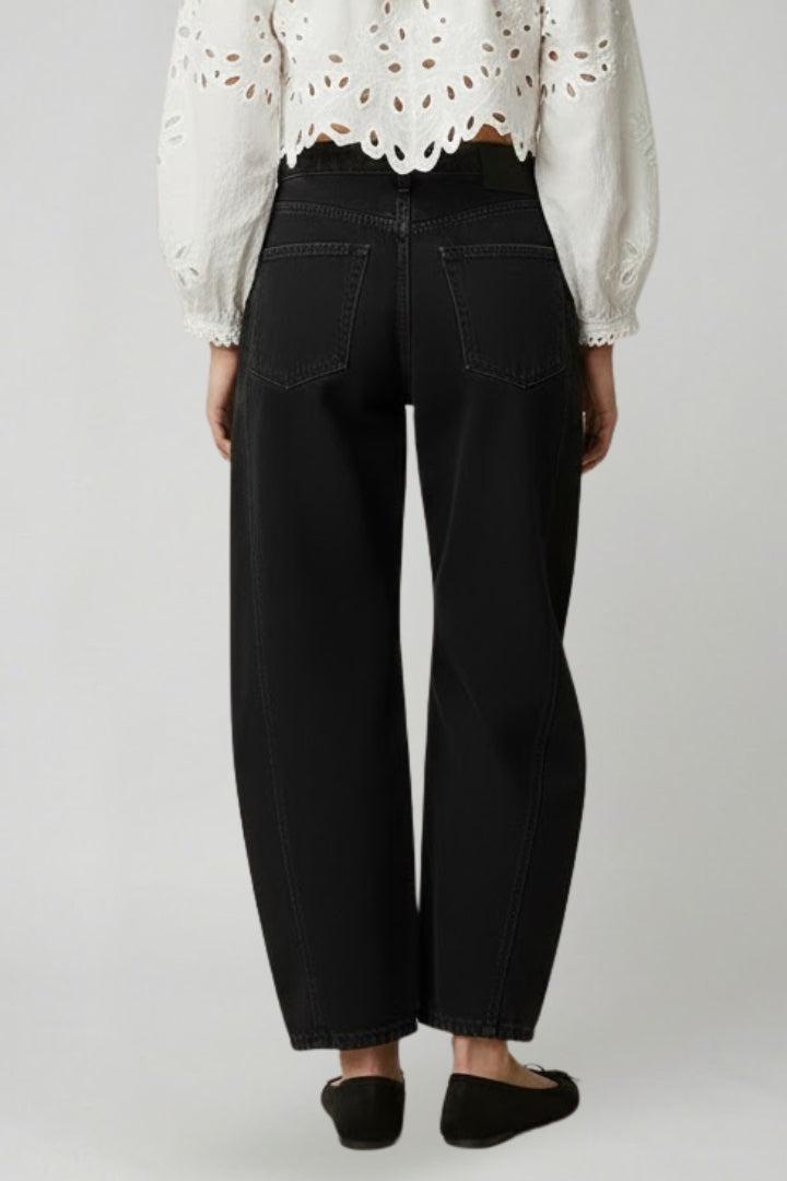 Damen Hochtaillierte Stretch Jeans Weite