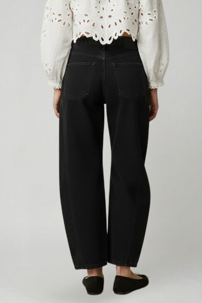 Damen Hochtaillierte Stretch Jeans Weite