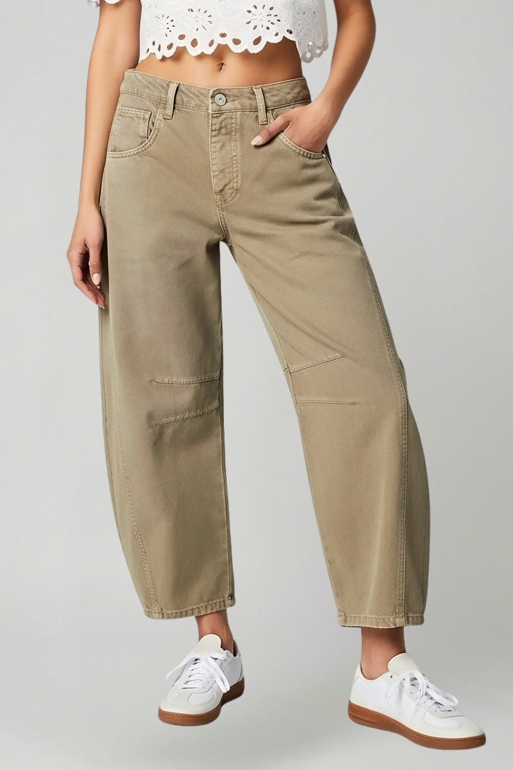 Damen Hochtaillierte Stretch Jeans Weite