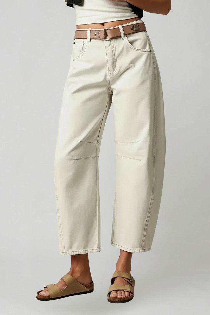 Damen Hochtaillierte Stretch Jeans Weite