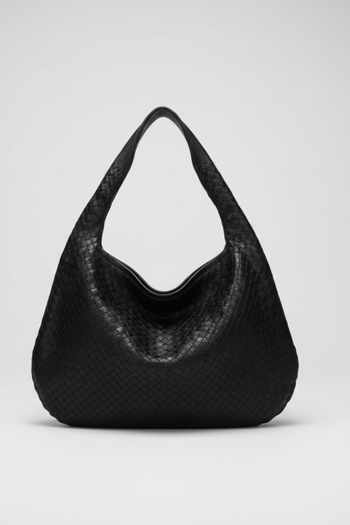 Damen Schultertasche Einzelriemen Rund Schwarz - Norvielle