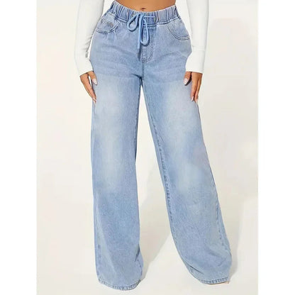Damen High Waist Baggy Jeans Komfort Stil