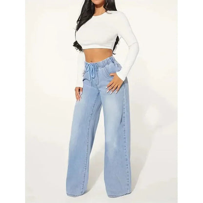 Damen High Waist Baggy Jeans Komfort Stil - Norvielle