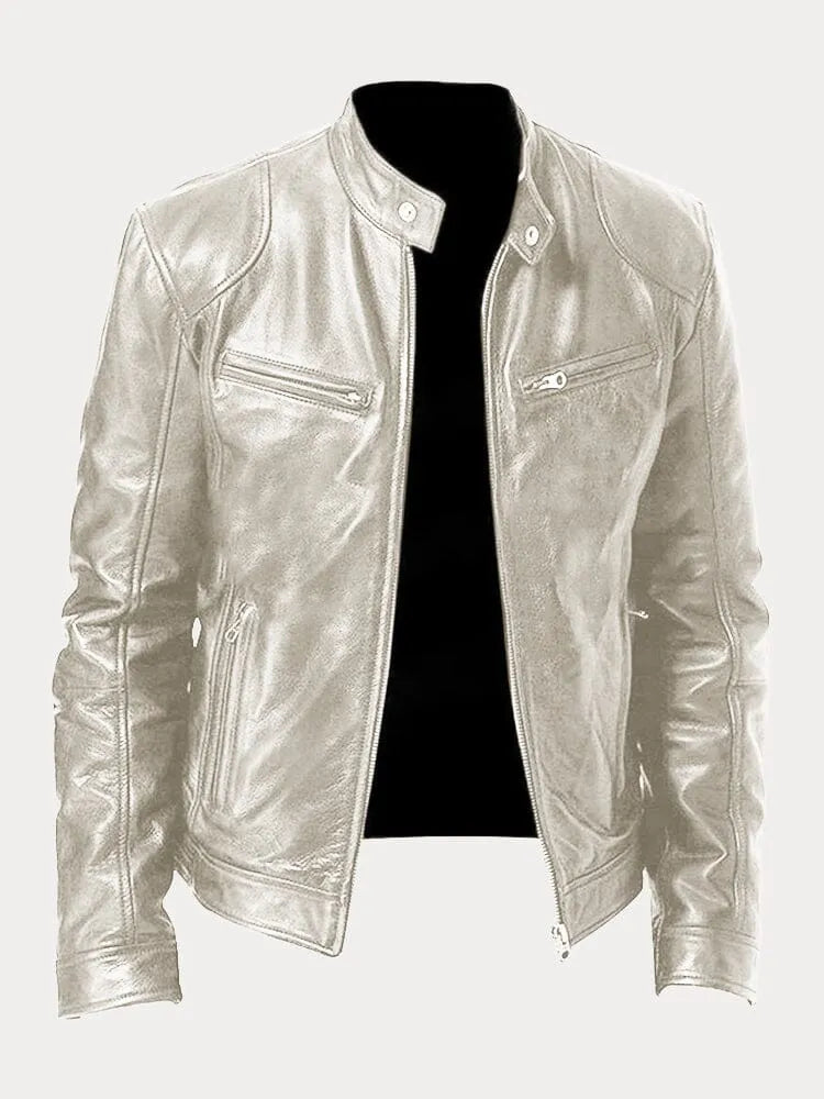 Damen Lederjacke Biker Stehkragen