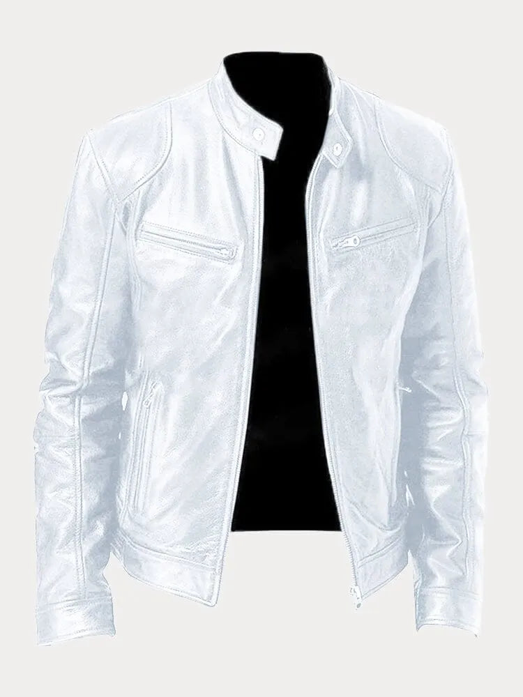 Damen Lederjacke Biker Stehkragen