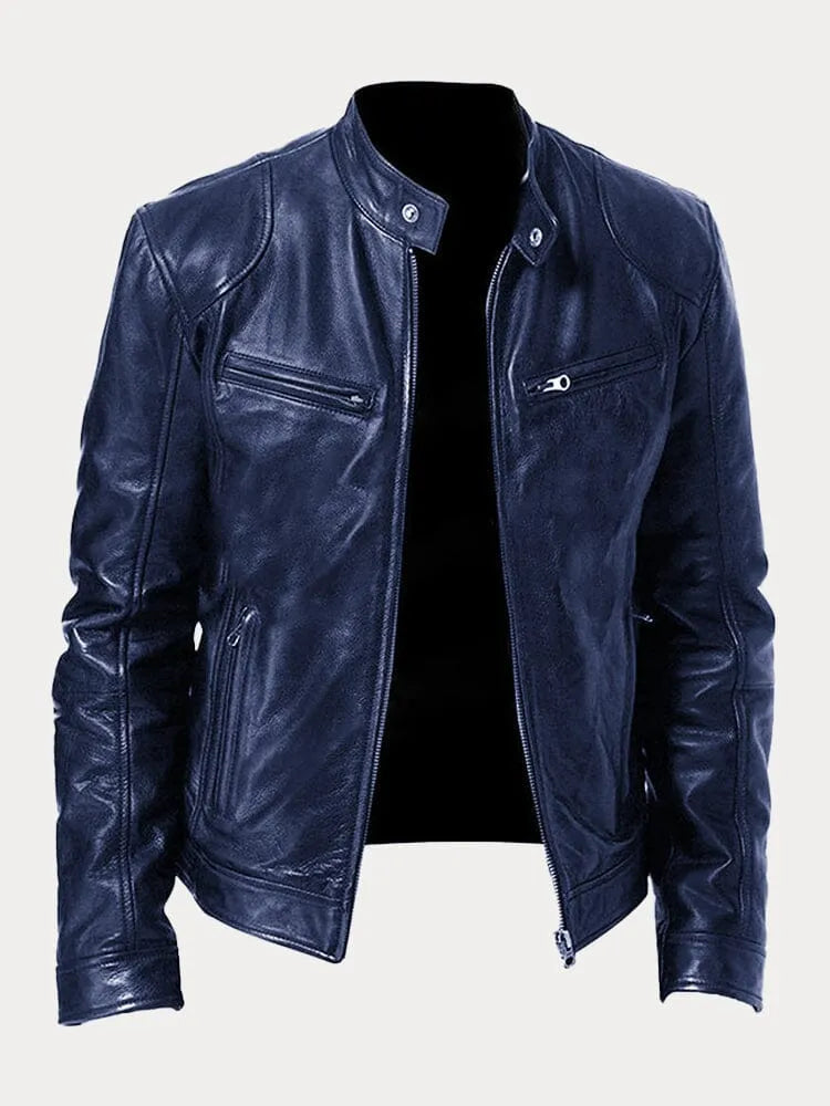 Damen Lederjacke Biker Stehkragen