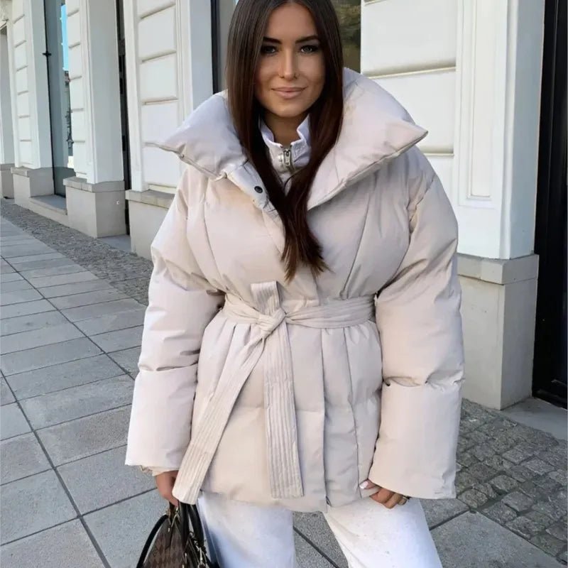 Damen Winter-Steppmantel mit Gürtel - Norvielle