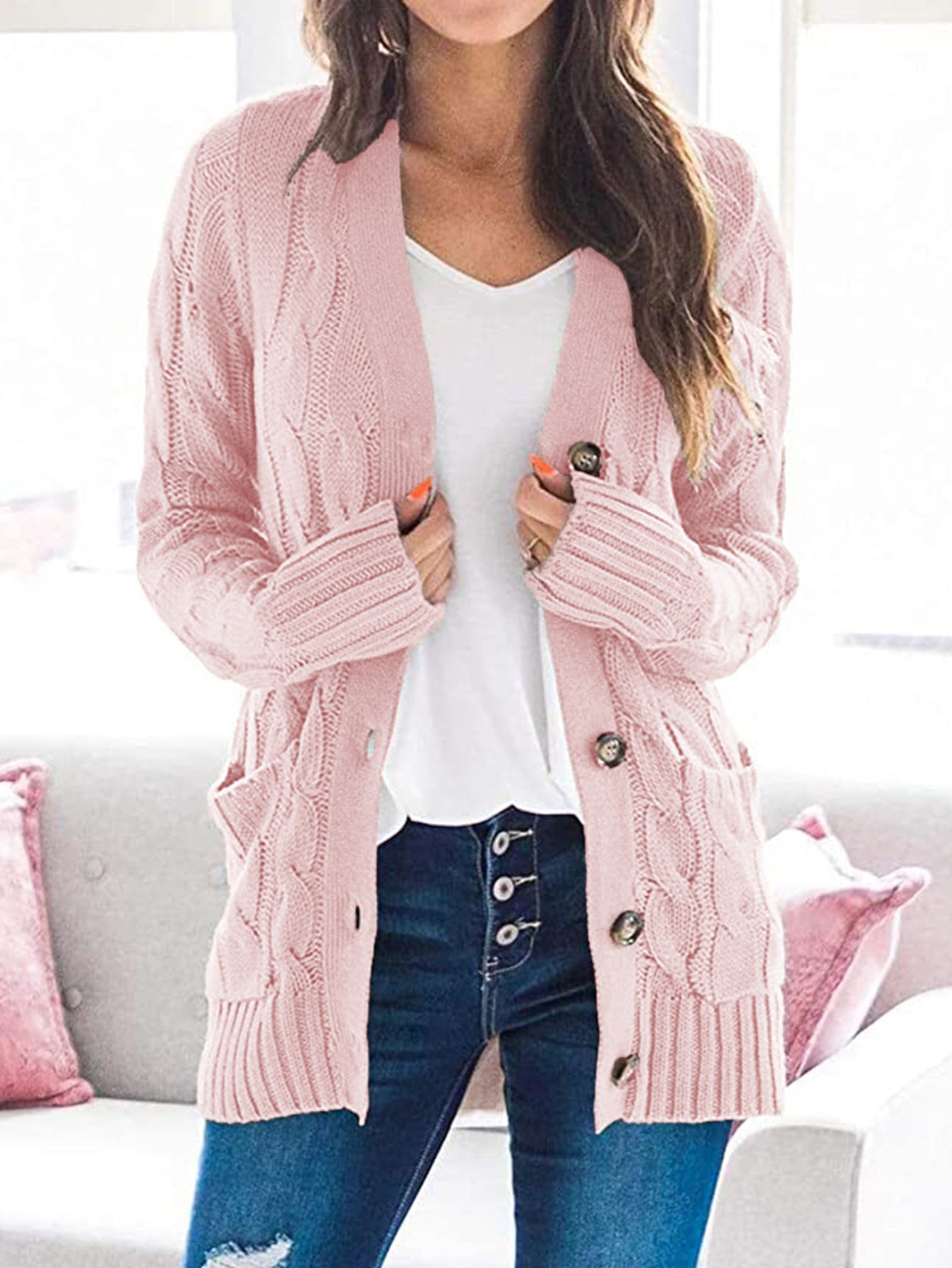 Damen Cardigan Langarm Vielseitig Norvielle