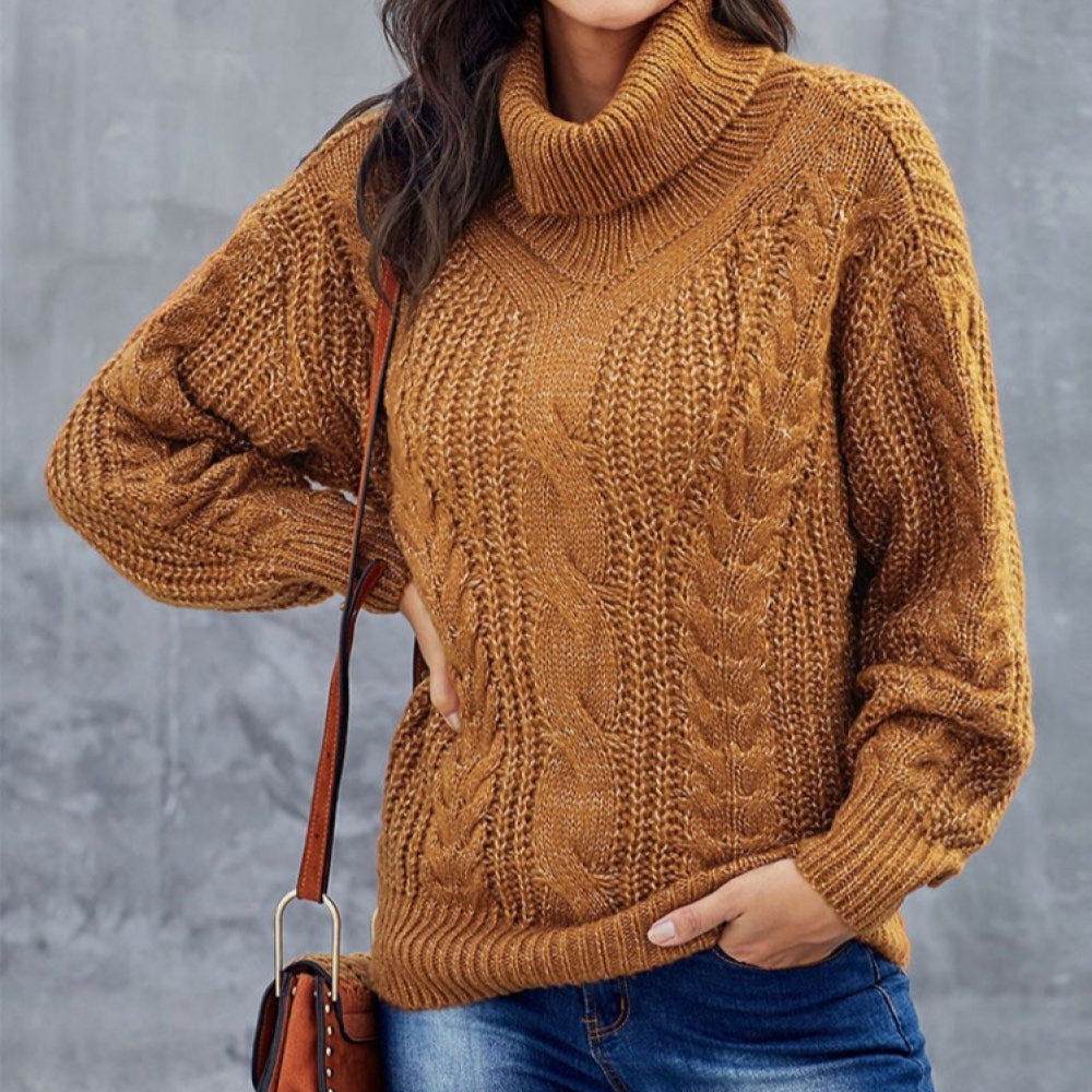 Norvielle Damen Winter Rollkragenpullover Dicker Strick Komfort