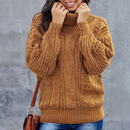 Norvielle Damen Winter Rollkragenpullover Dicker Strick Komfort - Norvielle