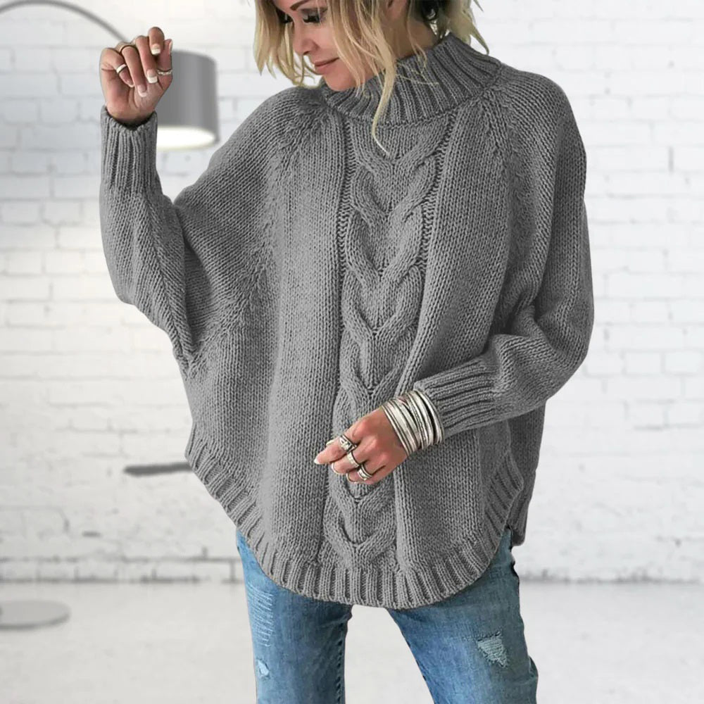 Damen Strickpullover Lang Chunky