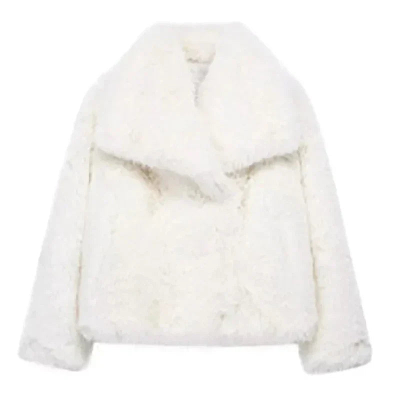 Damen Kurze Winterjacke Kunstfell