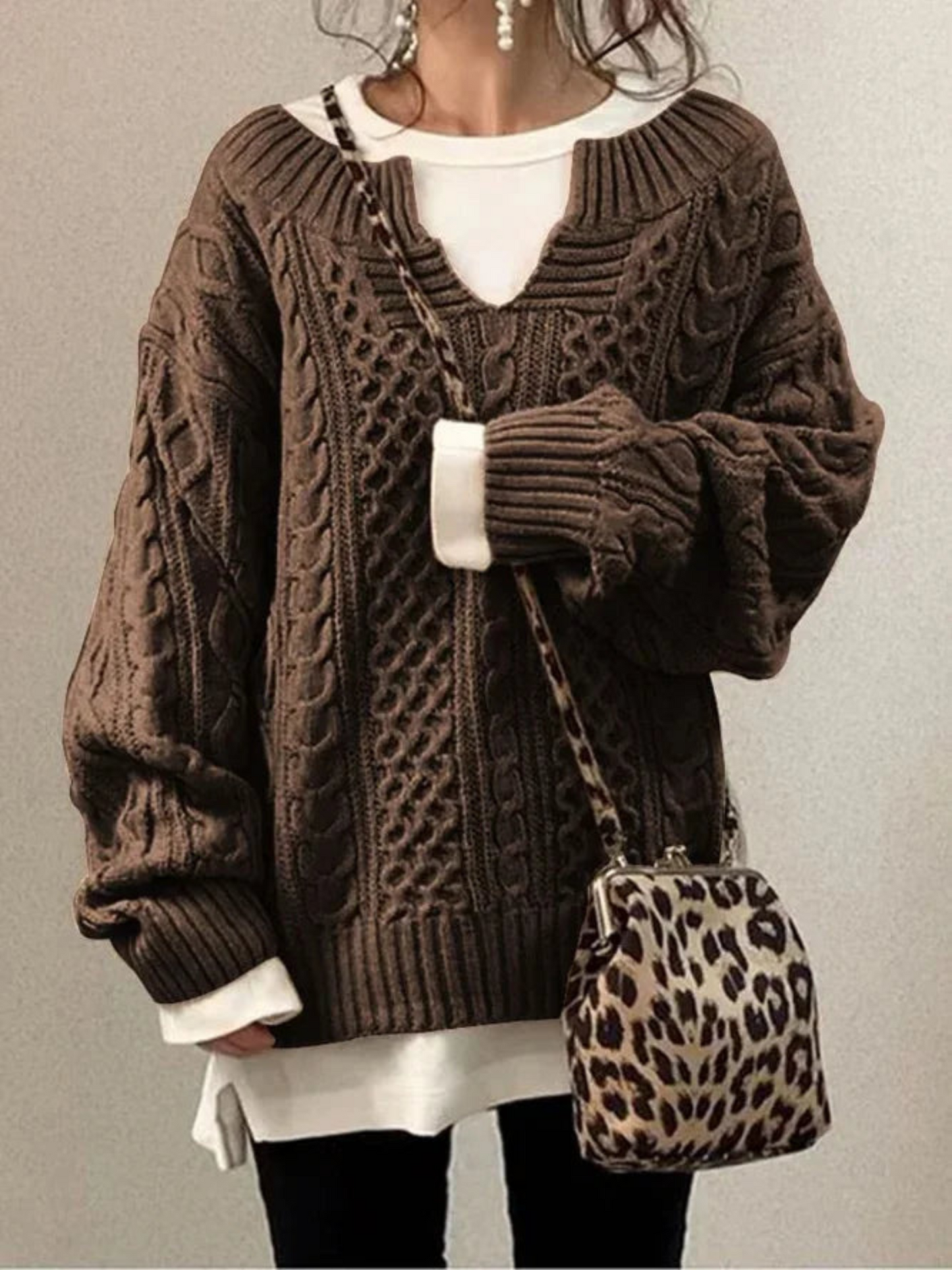 Damen Strick Sweatshirt Lockerer Schnitt - Norvielle