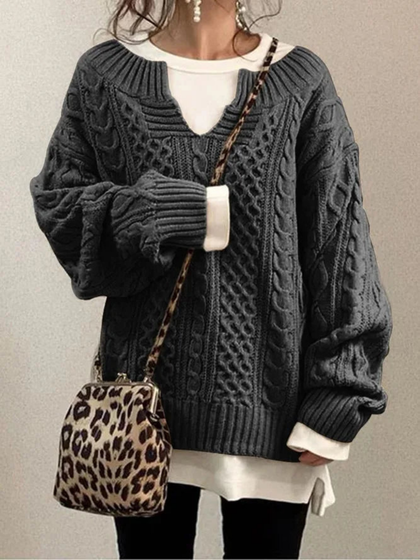 Damen Strick Sweatshirt Lockerer Schnitt