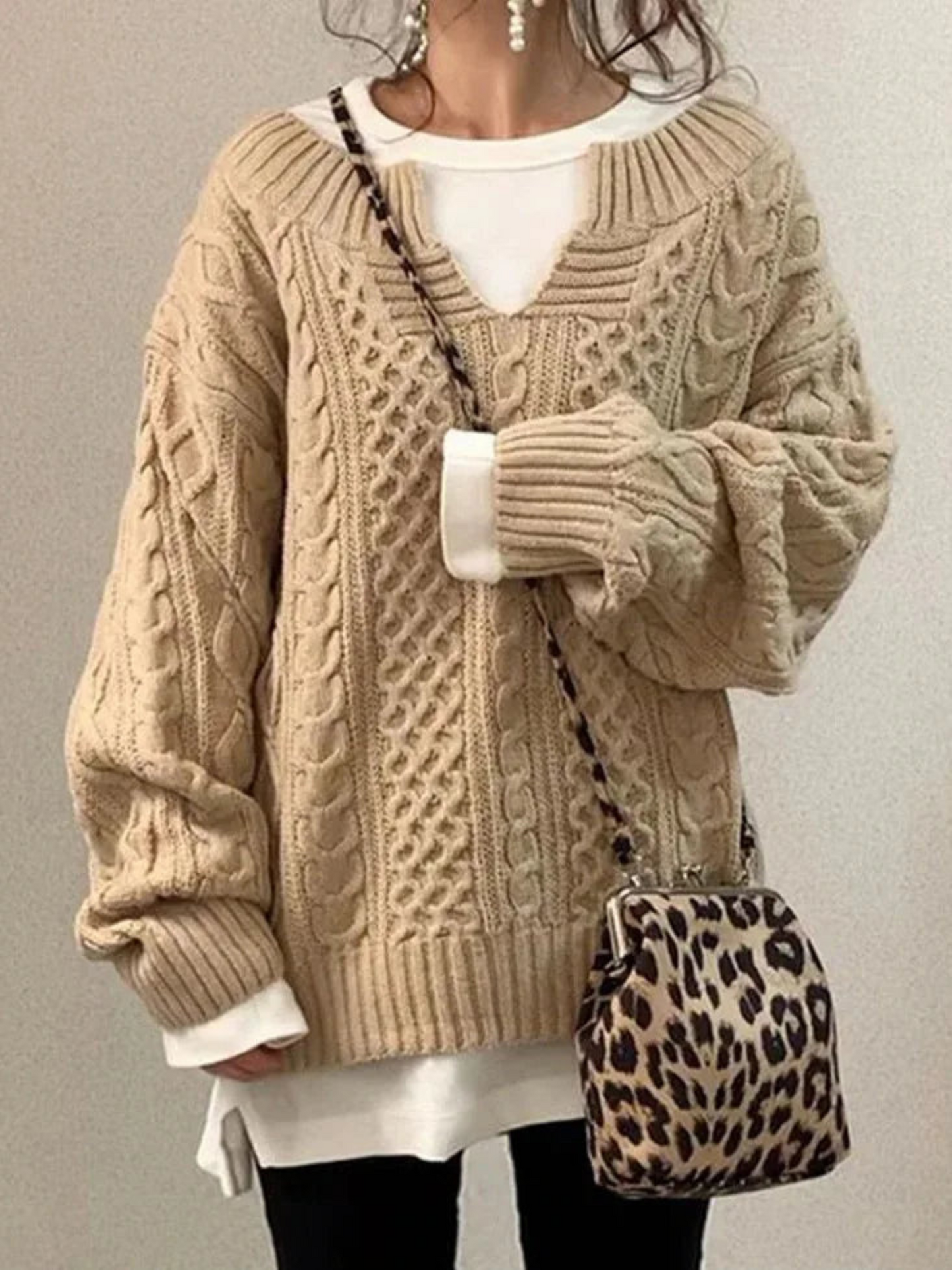 Damen Strick Sweatshirt Lockerer Schnitt
