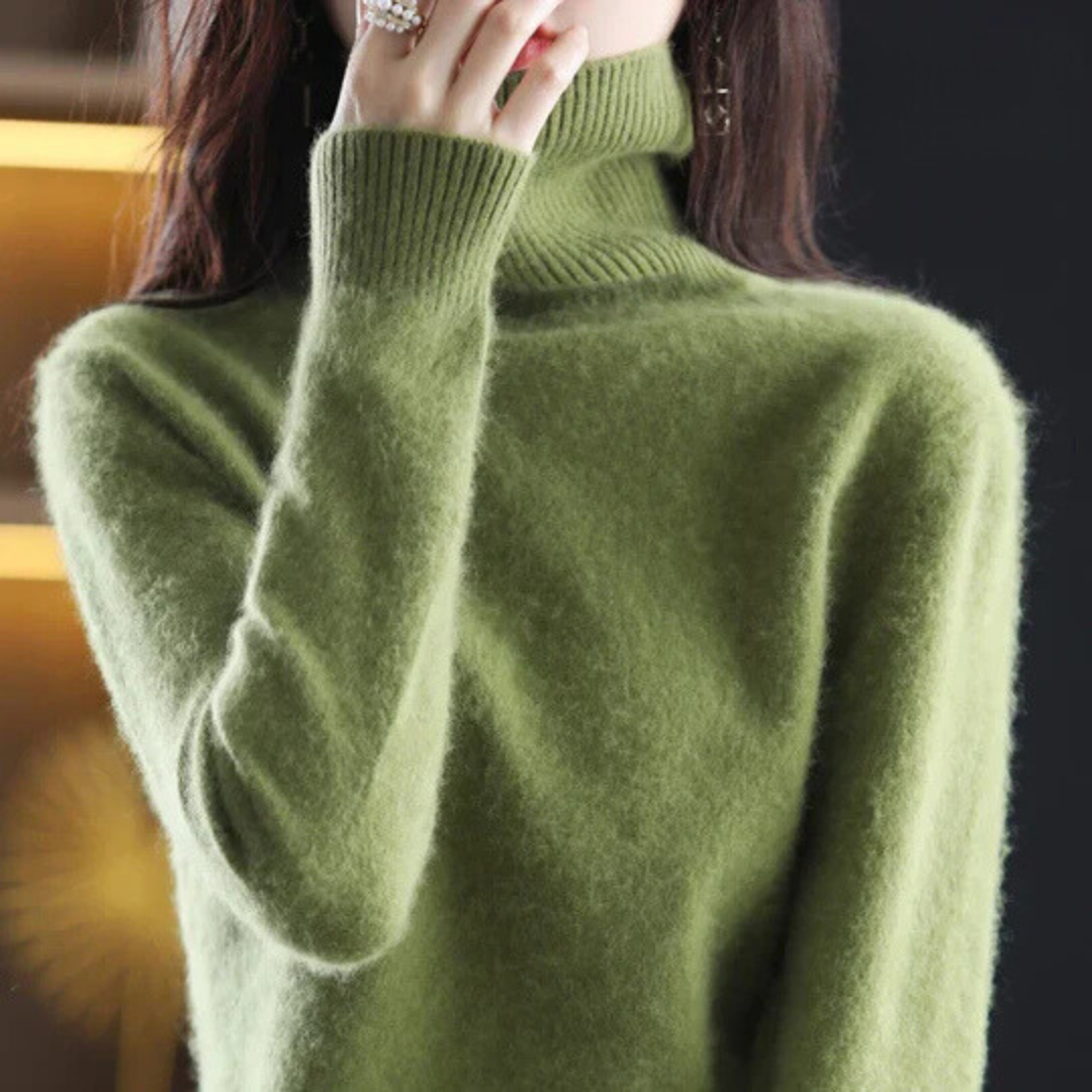 Damen Rollkragenpullover Weich Anliegend
