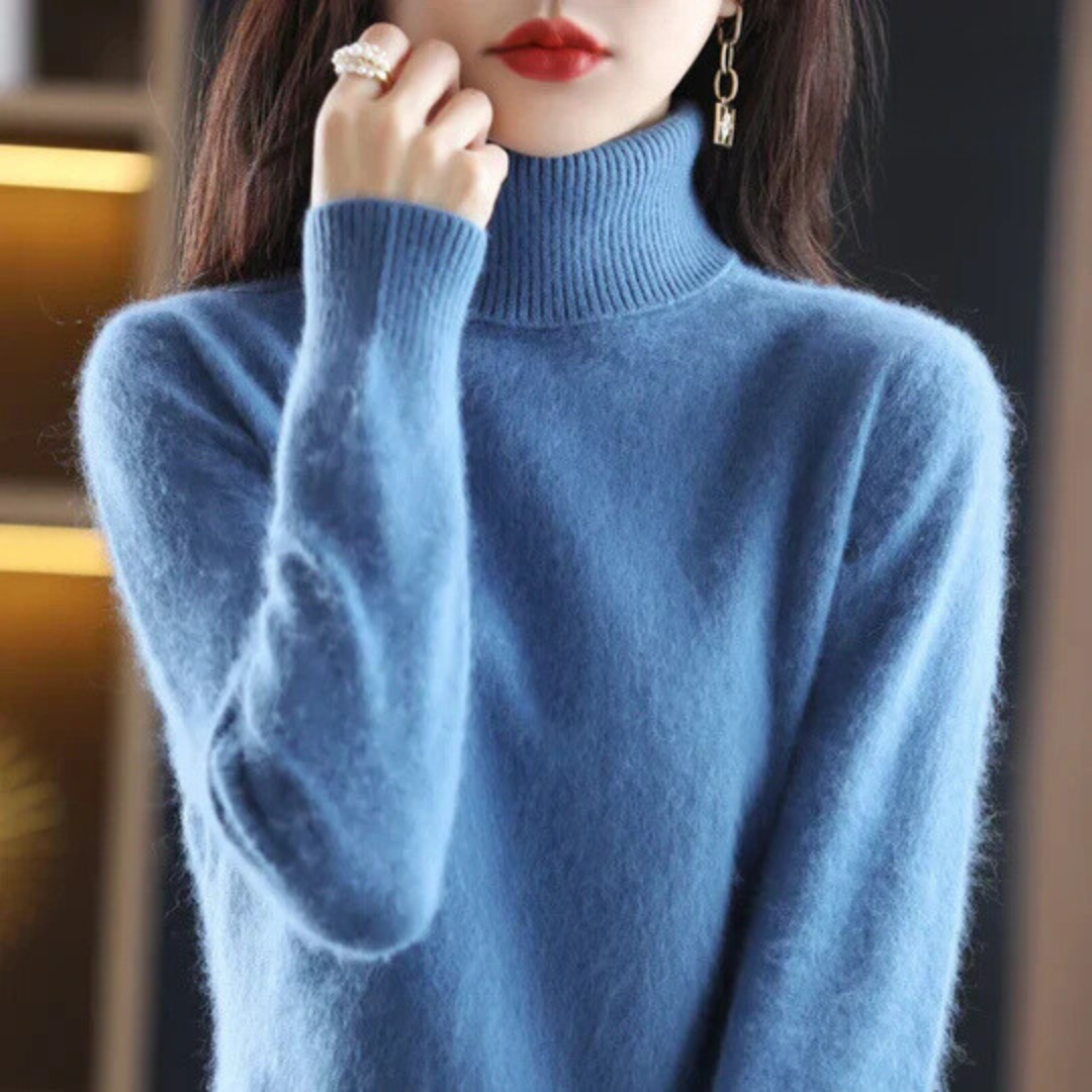 Damen Rollkragenpullover Weich Anliegend
