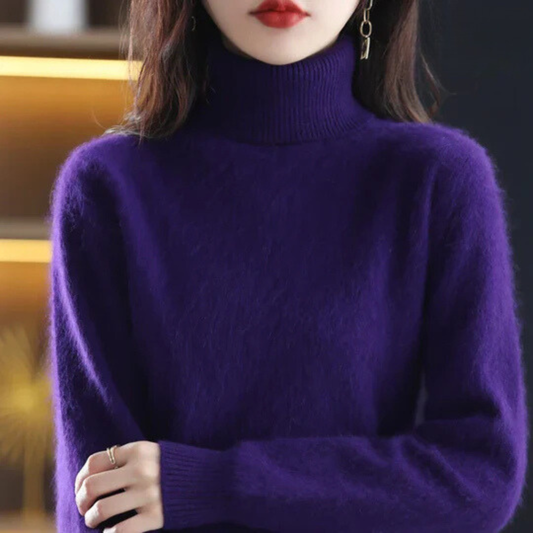 Damen Rollkragenpullover Weich Anliegend