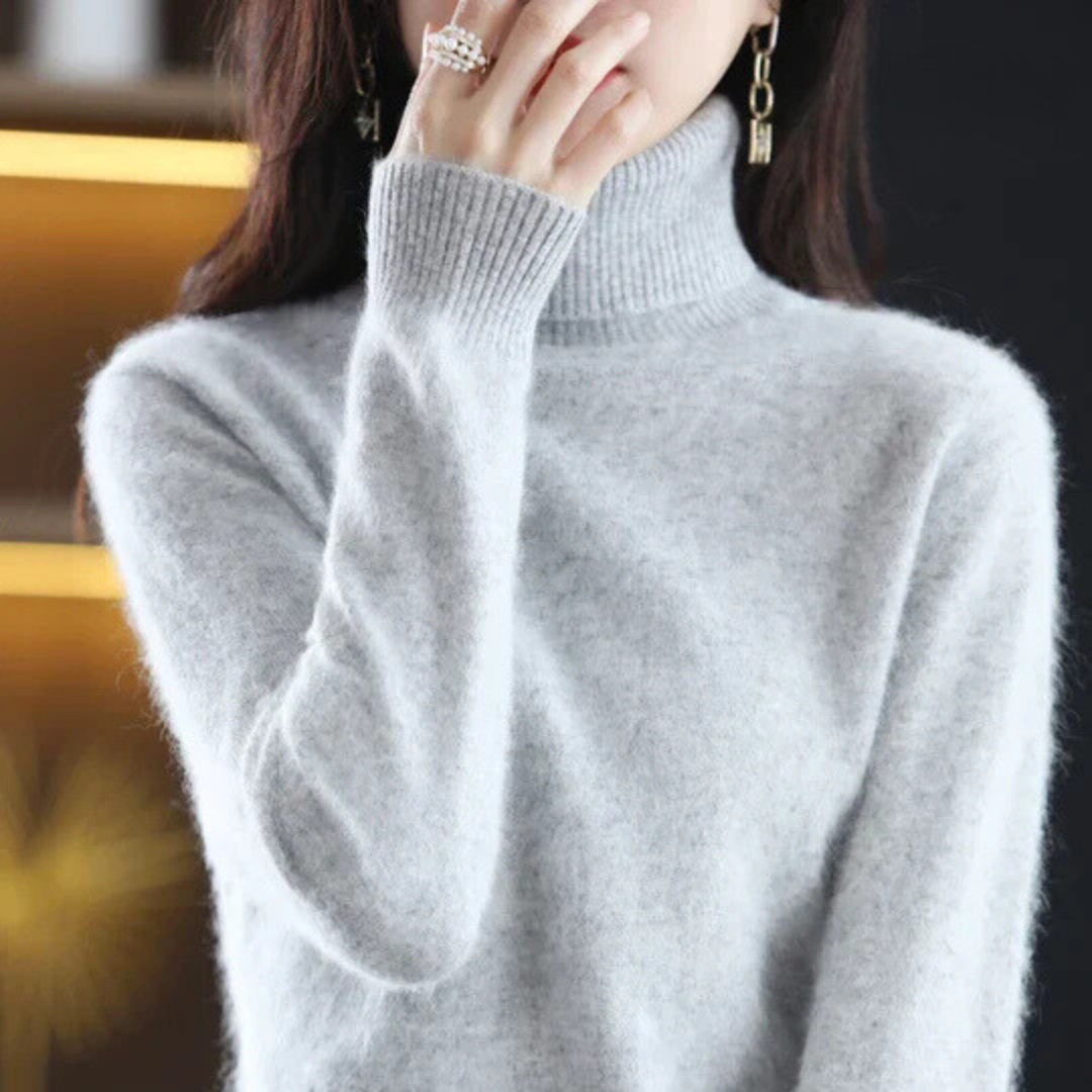Damen Rollkragenpullover Weich Anliegend