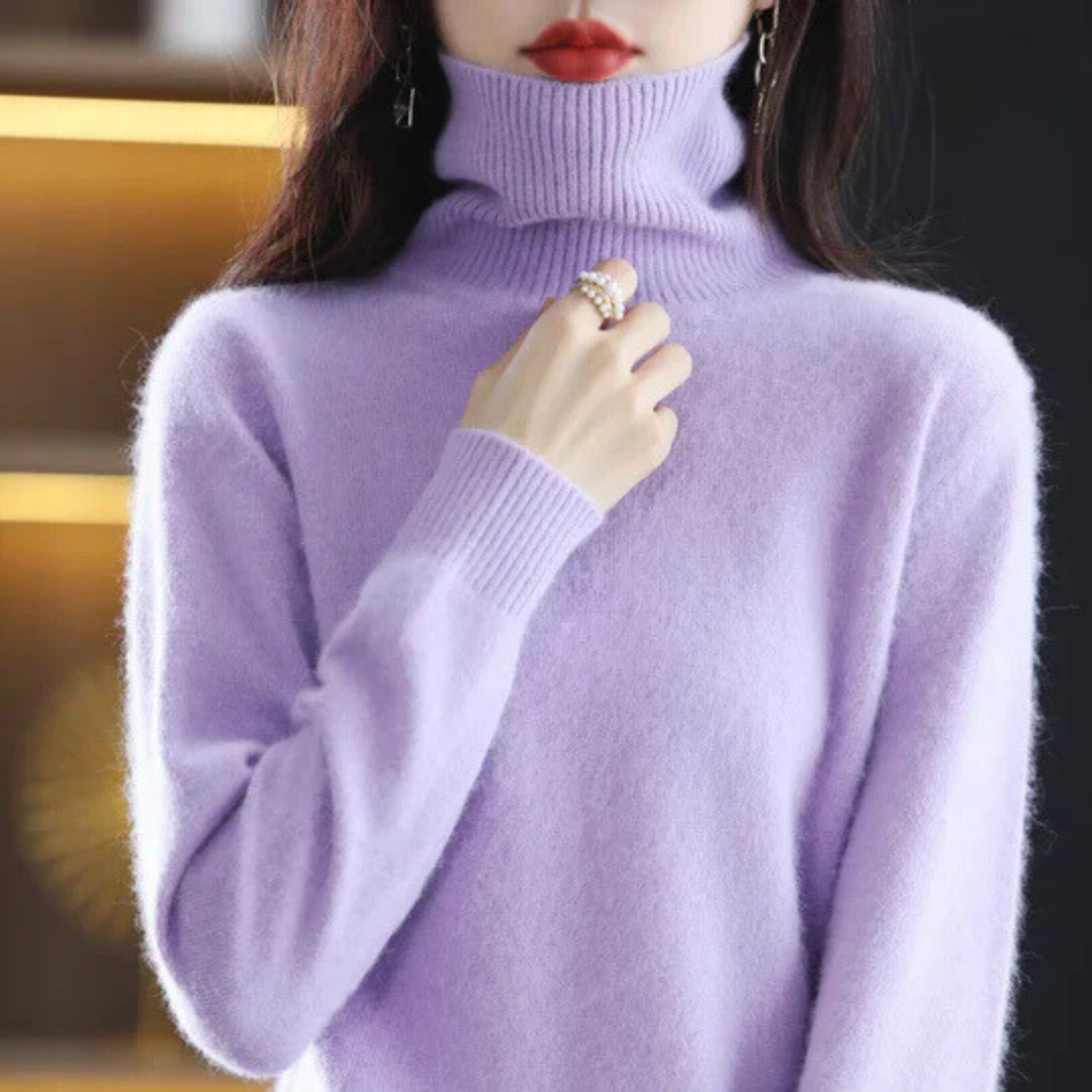 Damen Rollkragenpullover Weich Anliegend