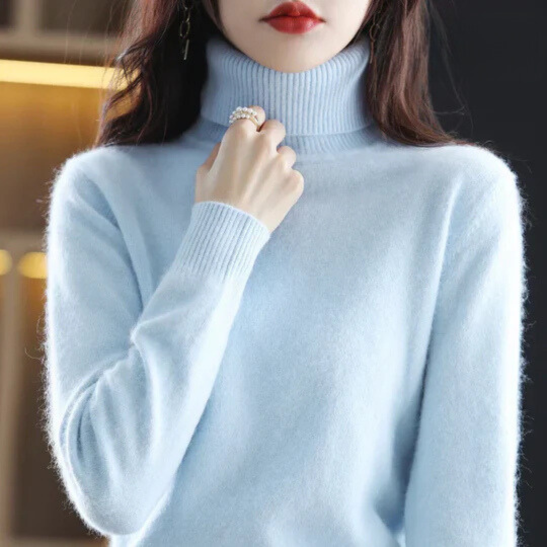 Damen Rollkragenpullover Weich Anliegend