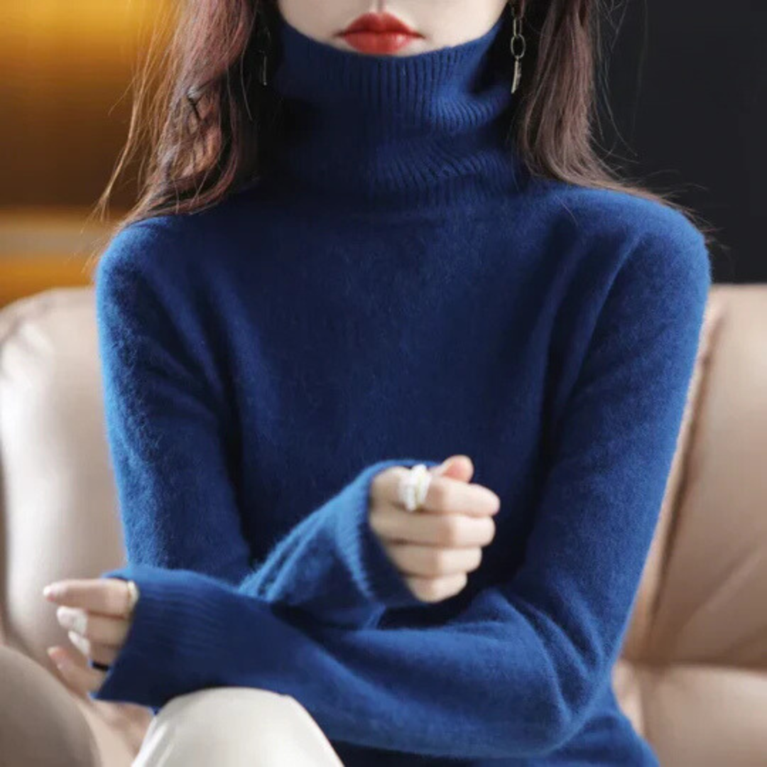 Damen Rollkragenpullover Weich Anliegend