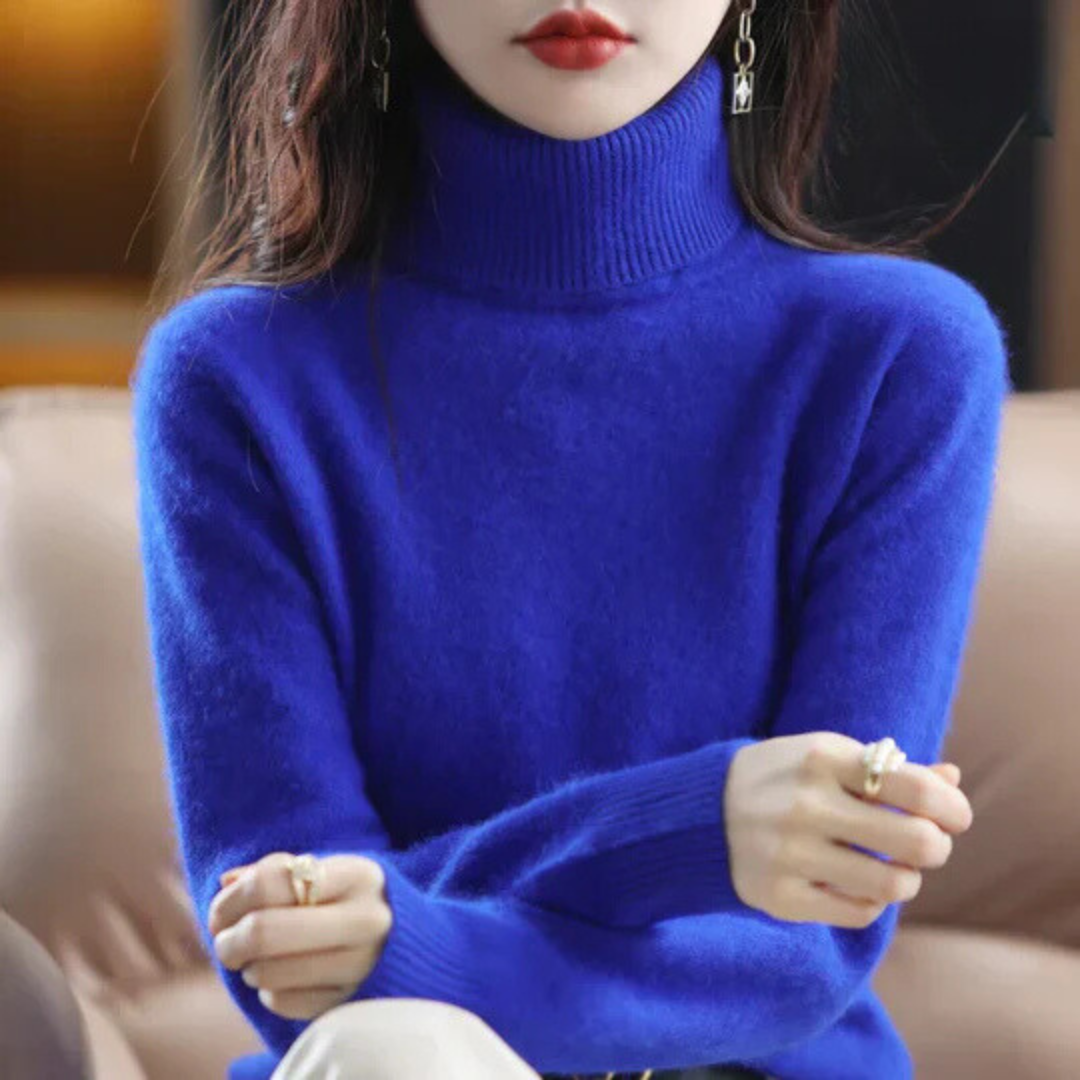 Damen Rollkragenpullover Weich Anliegend