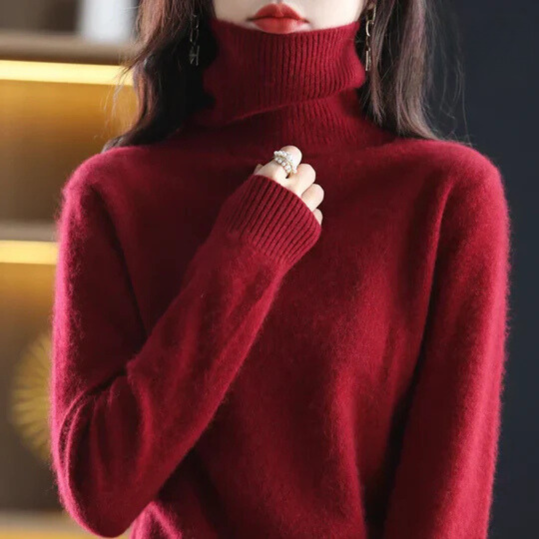 Damen Rollkragenpullover Weich Anliegend