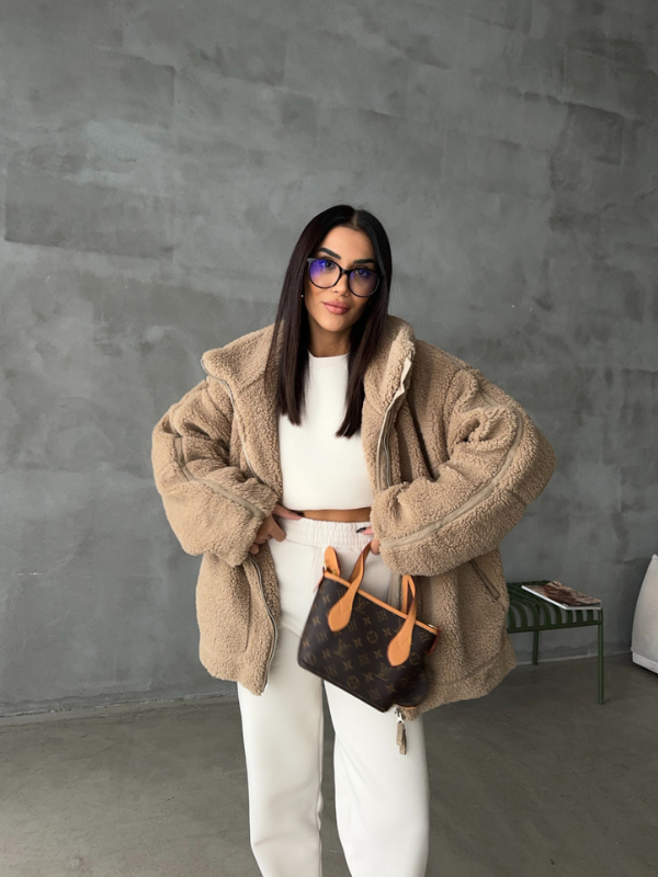 Damen Übergröße Sherpa Fleece Jacke Winter