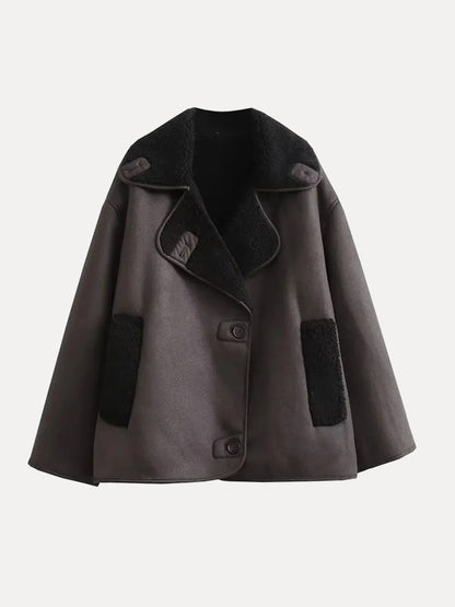 Damen Lederwinterjacke Locker Geschnitten