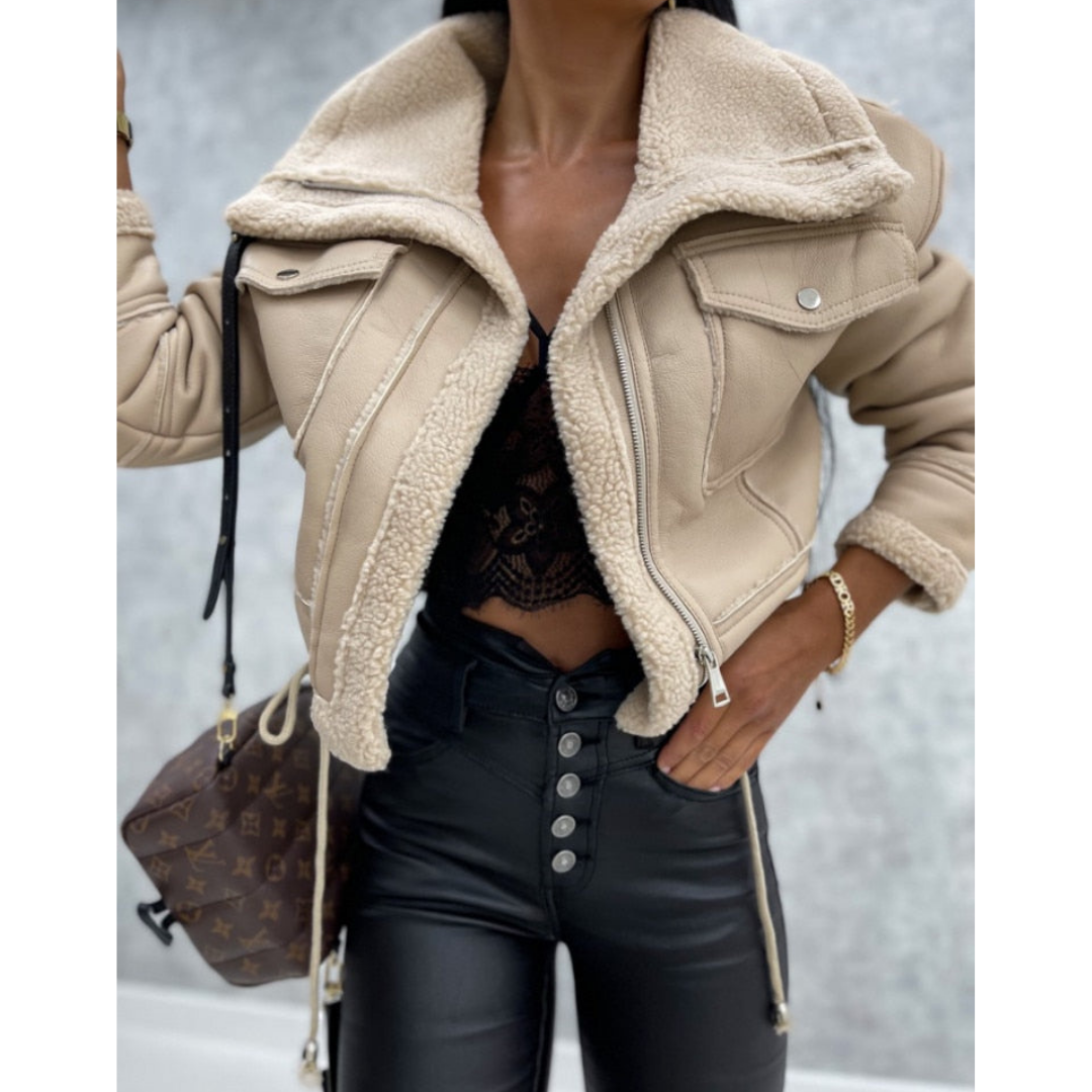 Damen Winterjacke Kurz Warm Trendig Schwarz - Norvielle