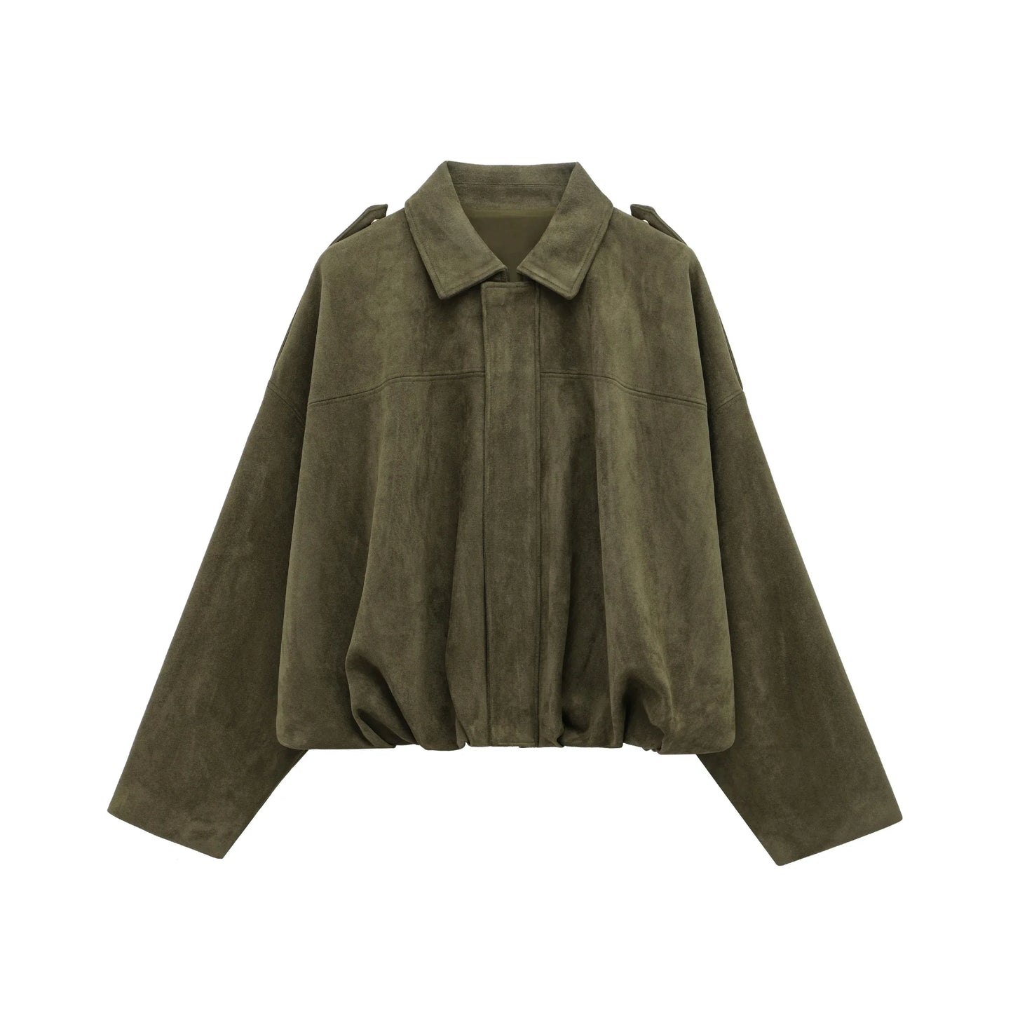 Damen Lederjacke Grün Vintage Optik