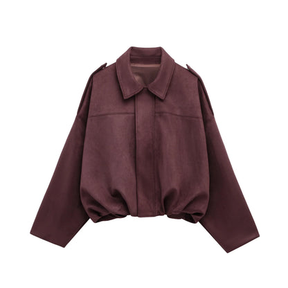 Damen Lederjacke Grün Vintage Optik