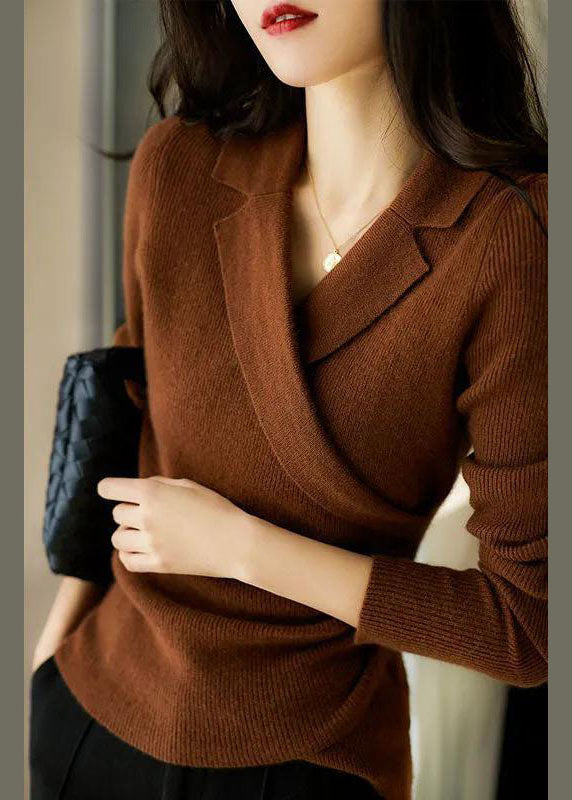 Damen Pullover Peter Pan Kragen Asymmetrisch