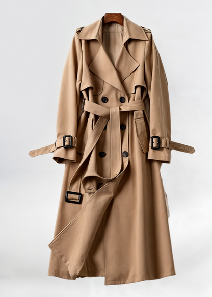 Damen Wintertrenchcoat Wasserfest Lang Gürtel