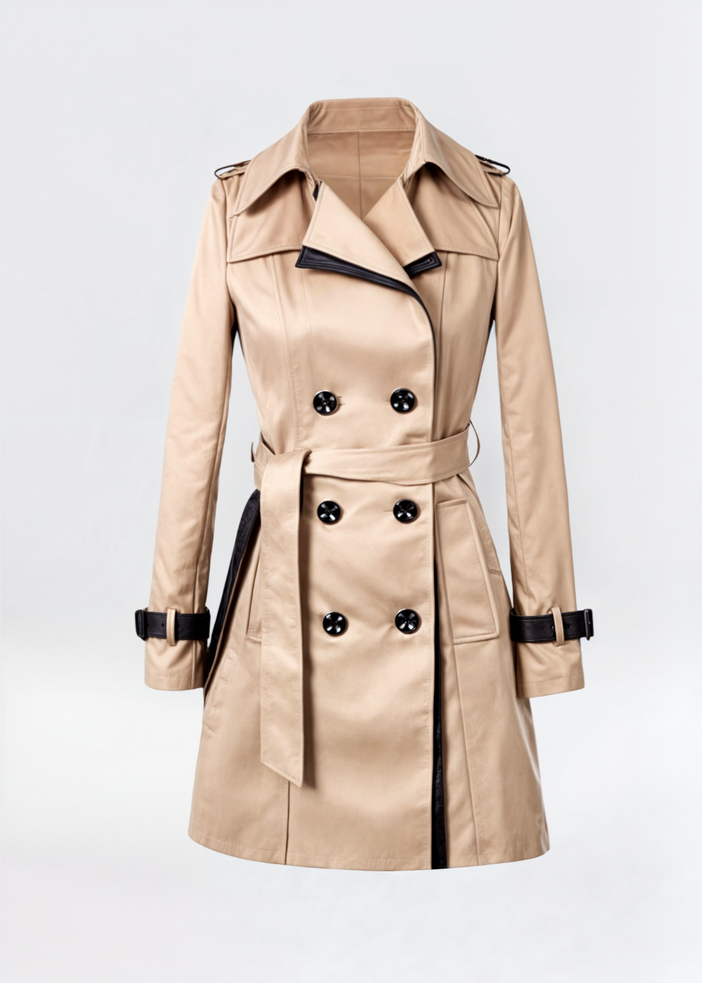 Damen Wintertrenchcoat Wasserfest Knopfleiste Lang