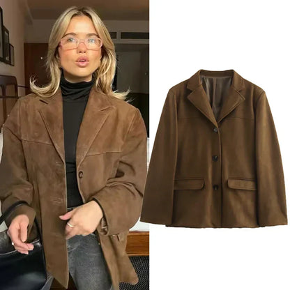Damen Lederjacke Vintage Stil