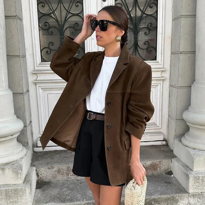 Damen Lederjacke Vintage Stil