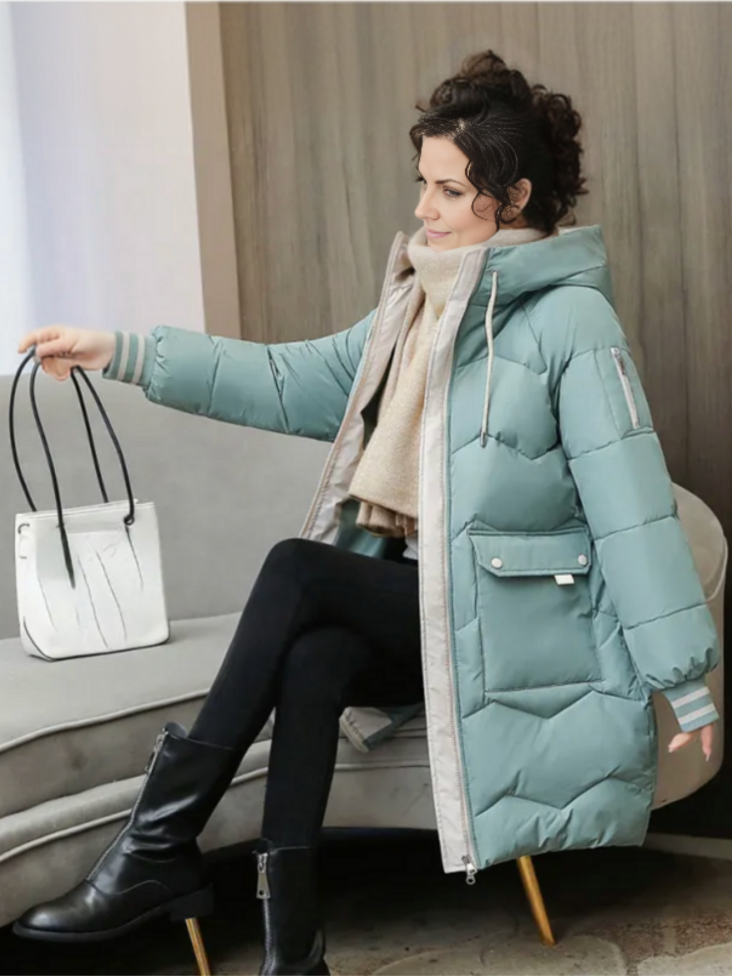 Damen Winterparka Lang Mit Kapuze