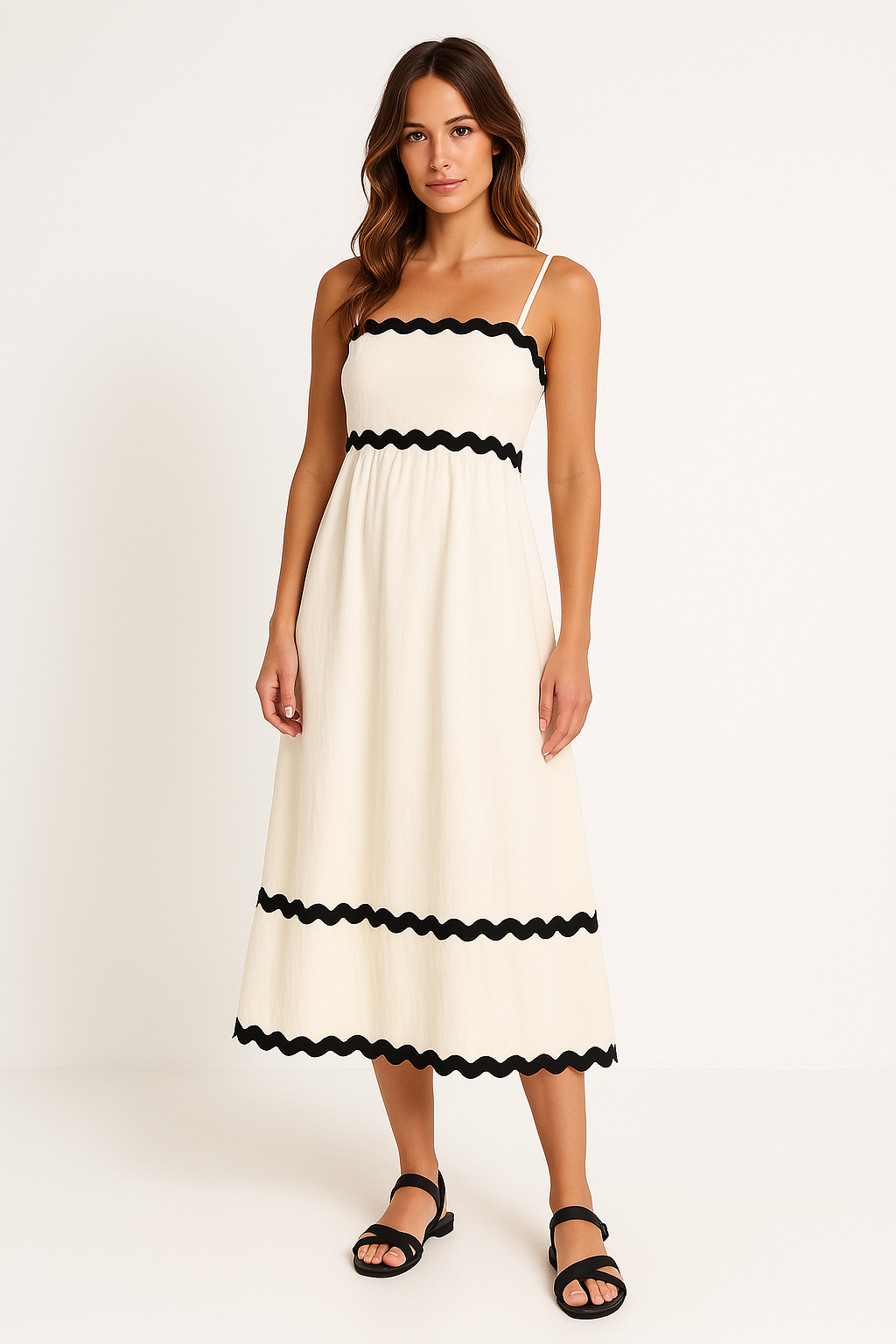 Damen Maxikleid A-Linie Spaghettiträger