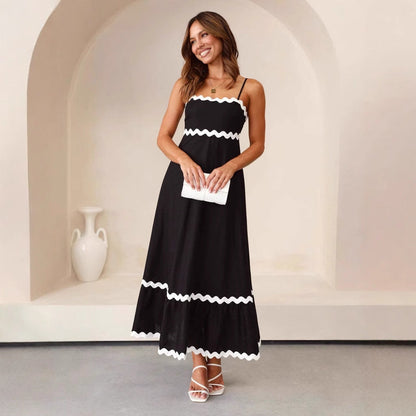 Damen Maxikleid A-Linie Spaghettiträger