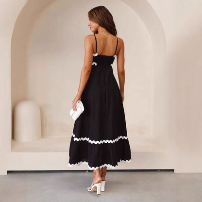Damen Maxikleid A-Linie Spaghettiträger